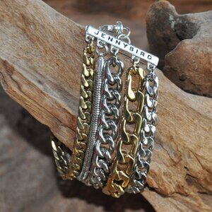 Jenny Bird Austin Multi Stand Mixed Metal Chain Link Bracelet Cuff
